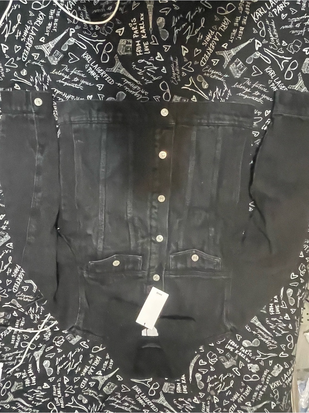Mango Man NWT Black Denim Jacket Wasp Mens XS New